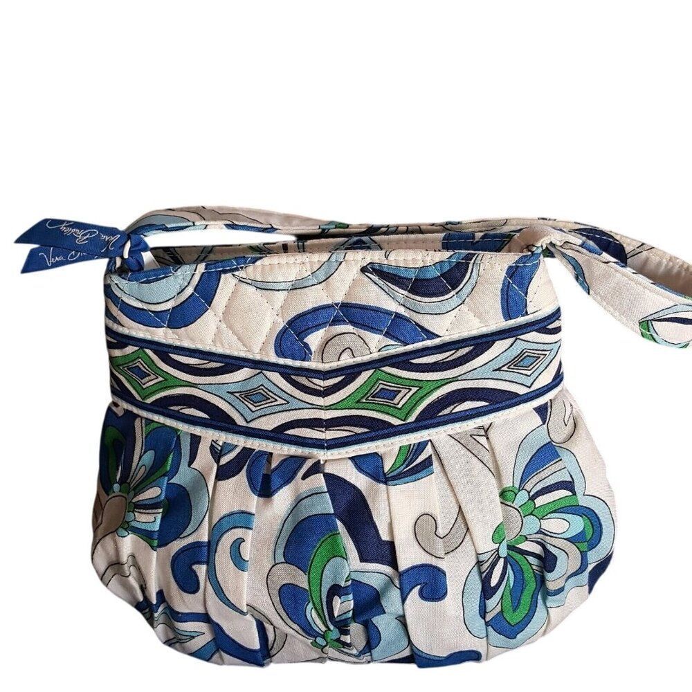 Y2K Vera Bradley Mediterranean White Hannah Purse Blue Handbag Pocketbook